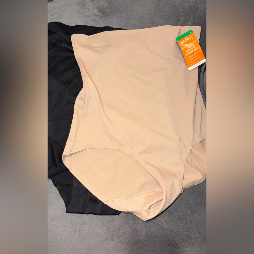 New Warners 2 pack shaper smoother black tan brief underwear high waist large
